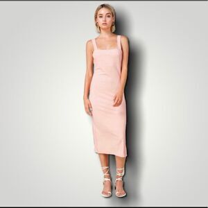 Line & Dot Rib Knit Midi Dress